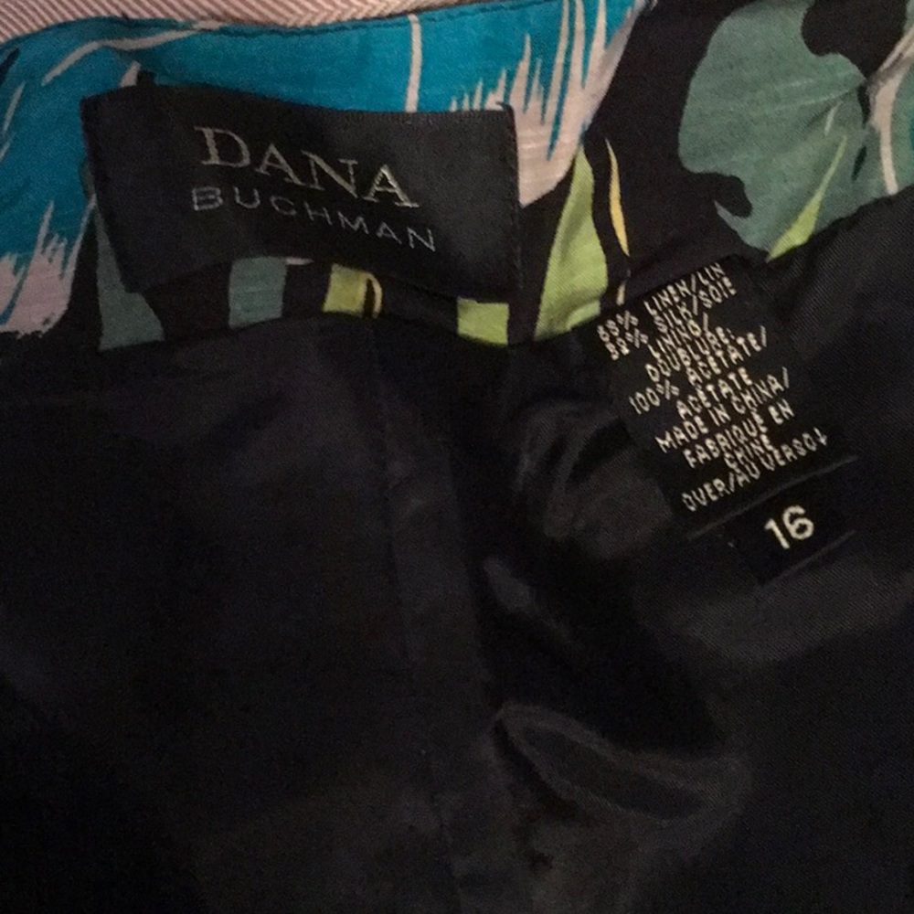 EUC,DANA BUCHMAN,LINED LINEN SLACKS,INC CAMISOLE,CROPPED BLAZER,BUTTONS ON CUFFS - Picture 5 of 13